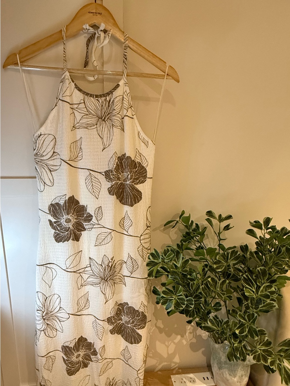 Forever 21 Cream Maxi Dress with Brown Floral Print